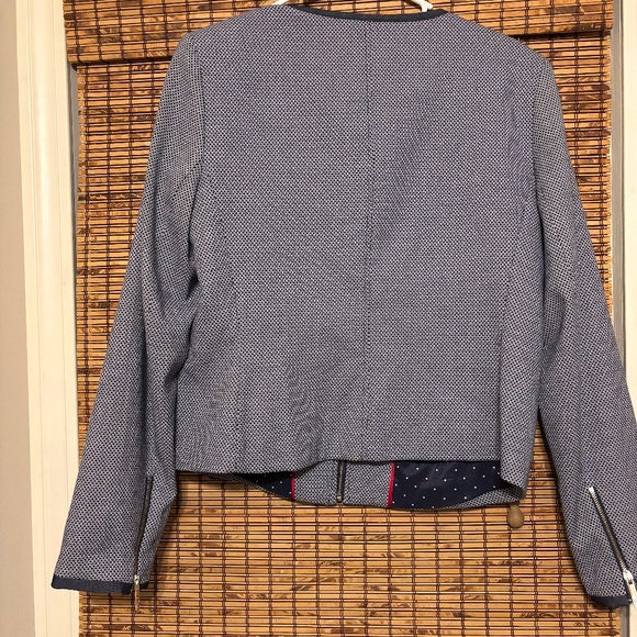 Tommy Hilfiger Dark Blue and White Womens Preowned Blazer Size 10 - Picture 7 of 14